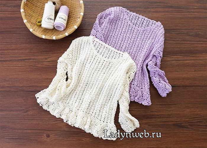 Джемпер для девочки ажурным узором крючком схема