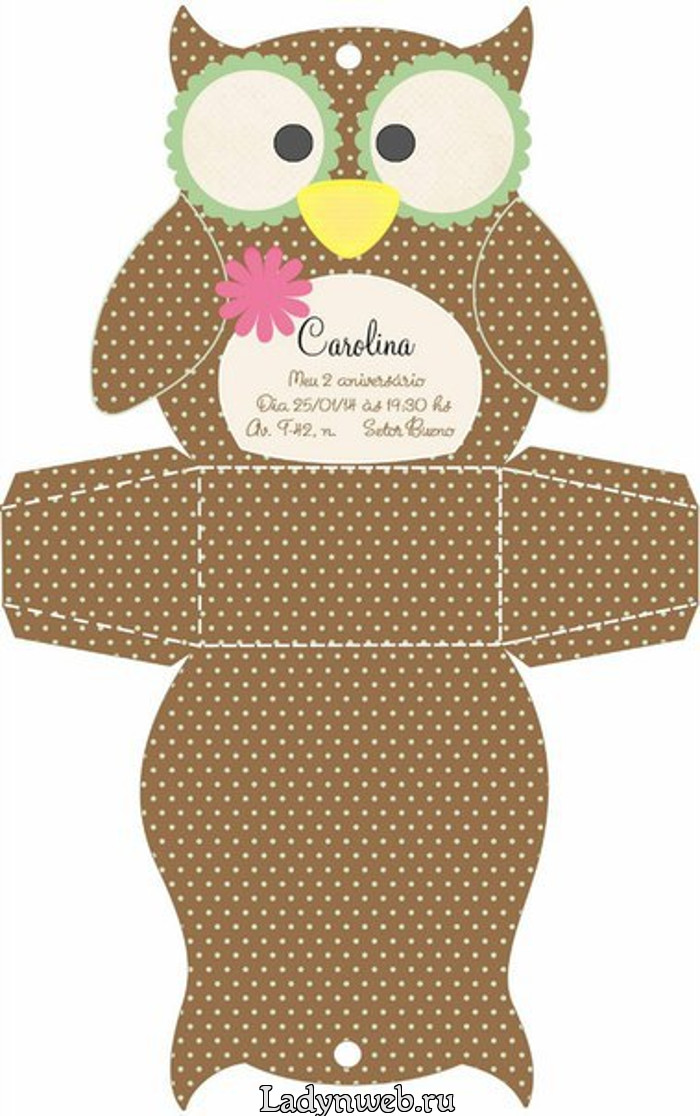 Коробочка для подарка сова шаблоны