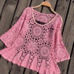 Ажурная туника с длинным рукавом крючком схема